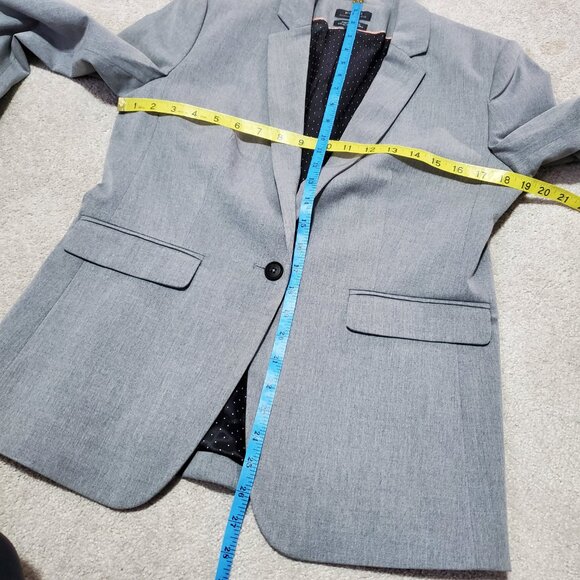 RW & CO. RW&CO. One Button Fitted Blazer Suiting Stretch Lined Grey Women 10 - Picture 14 of 14